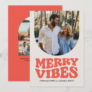 Cartão De Festividades Vibrações alegres diversão foto retrô Natal