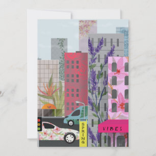 Cartão De Festividades Vibrações da Cidade da Primavera Arte Urbana Flo