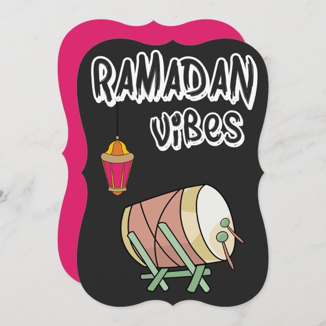 Cartão De Festividades Vibrações do Ramadão - Suhour, Iftar, Hilal - رمضا (Frente/Verso)