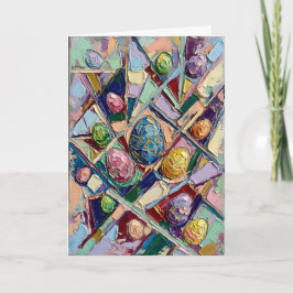 Cartão De Festividades Vibrant Abstract Easter Egg Impasto Oil Painting