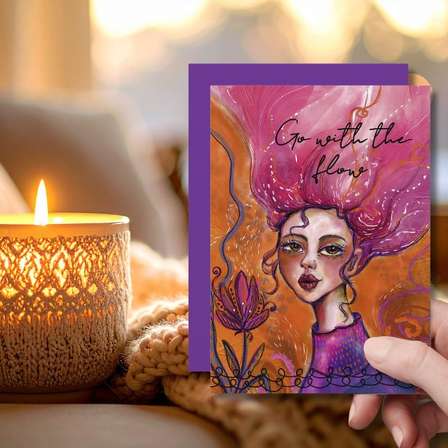 Cartão De Festividades Vibrant Go with the flow Inspirational Woman Card (Vibrant Go with the flow Inspirational Woman Card)