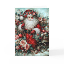 Vibrant Rustic Floral Vintage Santa