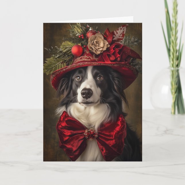 Cartão De Festividades Victoran Border Collie Natal (Frente)