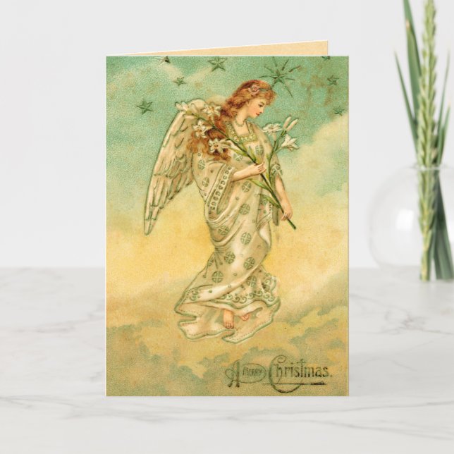 Cartão De Festividades Victorian Angel Christmas Card (Frente)