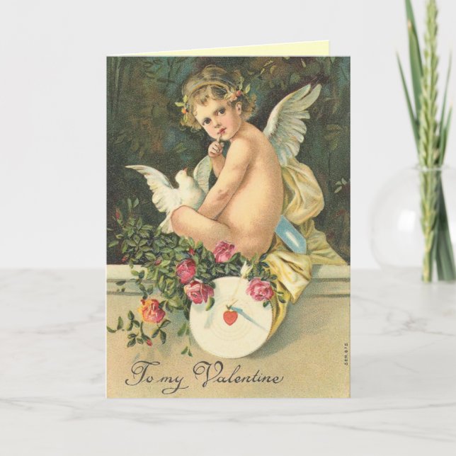 Cartão De Festividades Victorian Angel Valentine's Day Card (Frente)