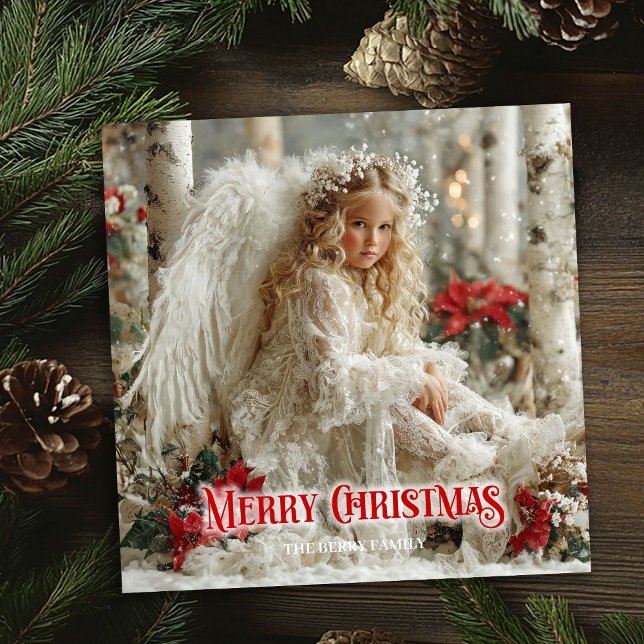 Cartão De Festividades Victorian angelic angel red white gold seasonal  (Victorian angelic angel red white gold seasonal card)