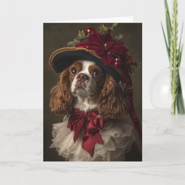 Cartão De Festividades Victorian Cavalier Spaniel Natal (Frente)