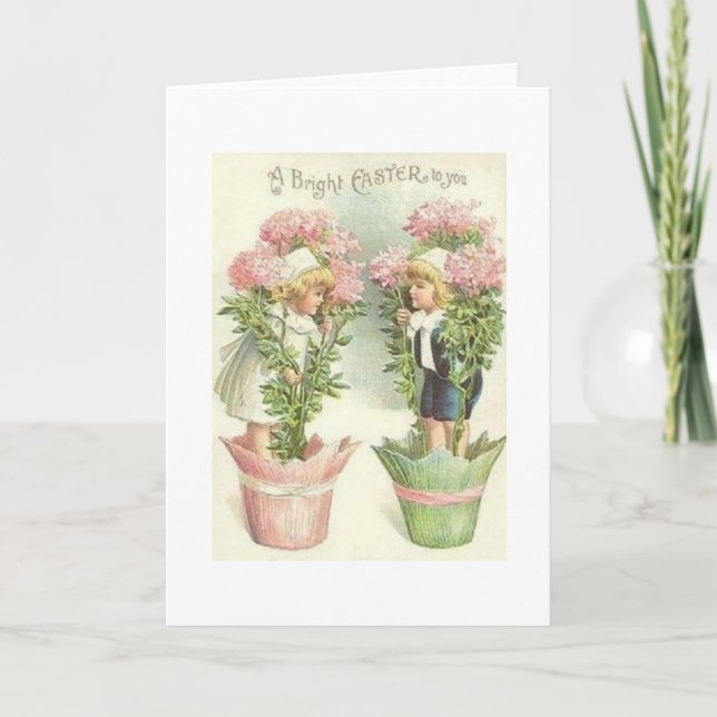 Cartão De Festividades Victorian Children Easter Greeting Card (Frente)