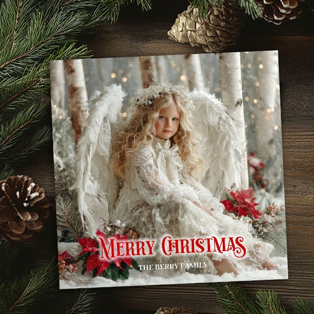 Cartão De Festividades Victorian Christmas angel red white gold elegant  (Victorian Christmas angel red white gold elegant greeting card

)