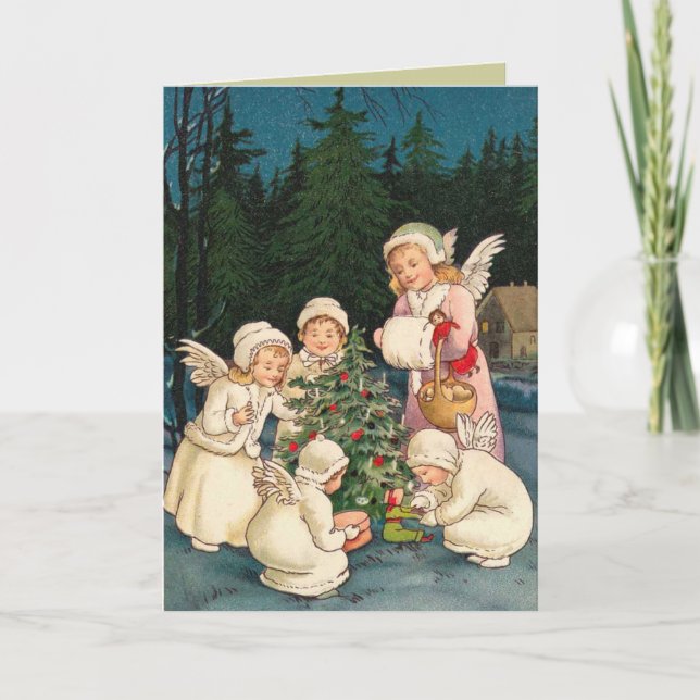 Cartão De Festividades Victorian Christmas Card - Little Angels (Frente)