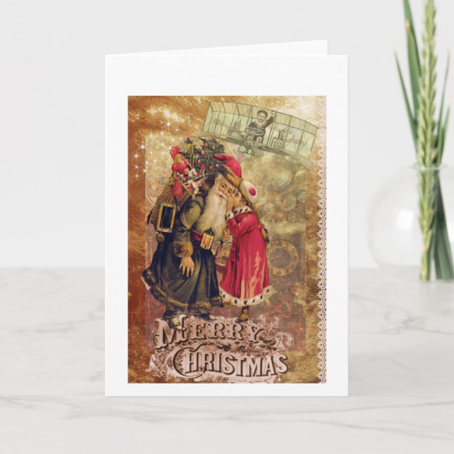 Cartão De Festividades Victorian christmas card with a steampunk twist (Frente)