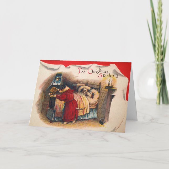 Cartão De Festividades Victorian Christmas Stocking Dogs Holiday Card (Frente)