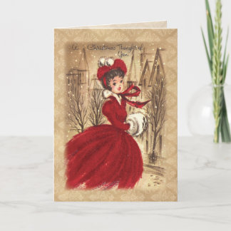 Cartão De Festividades Victorian do vintage um Natal pensado de você