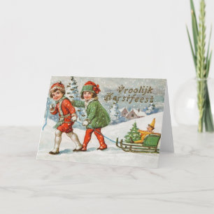Cartão De Festividades Victorian Dutch Vroolijk Kerstfeest Christmas Card