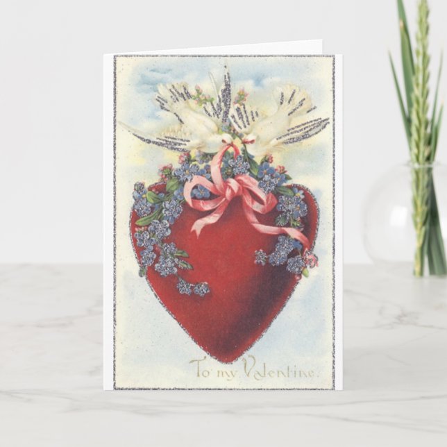 Cartão De Festividades Victorian Heart and Doves Valentine's Day Card (Frente)