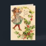 Cartão De Festividades Victorian Holiday Christmas Card, Holidays,Vintage<br><div class="desc">Vintage holly Christmas card. Victorian Christmas Cards. Retro Christmas Greetings for the people you love. Easy to customize! Christmas Cards. Old world charm lovingly restored.</div>