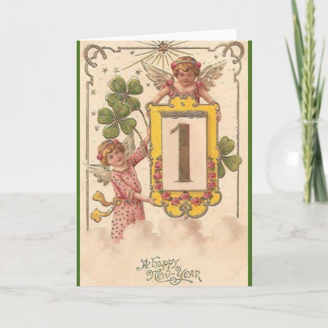 Cartão De Festividades Victorian Irish New Year Greeting Card (Frente)