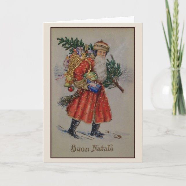 Cartão De Festividades Victorian Italian Christmas Buon Natale Card (Frente)
