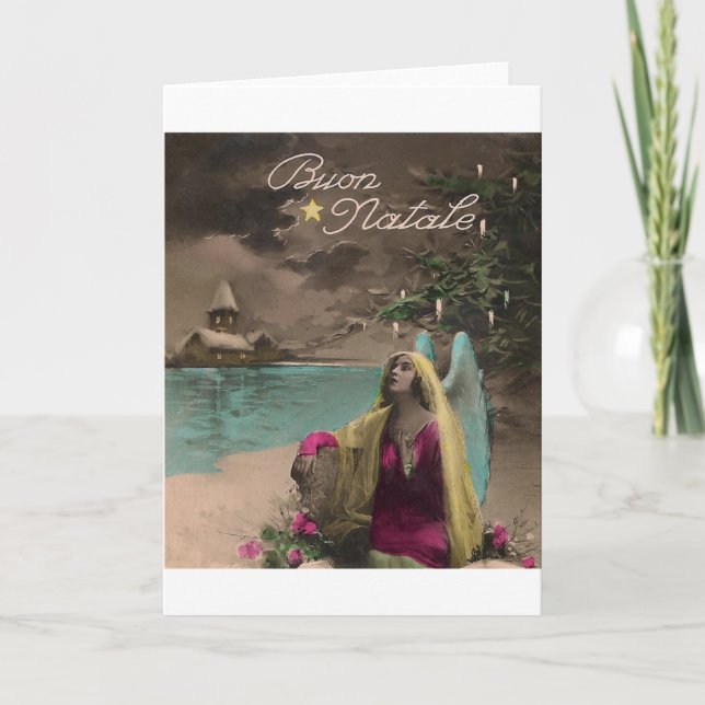 Cartão De Festividades Victorian Italian Christmas Card Boun Natale (Frente)