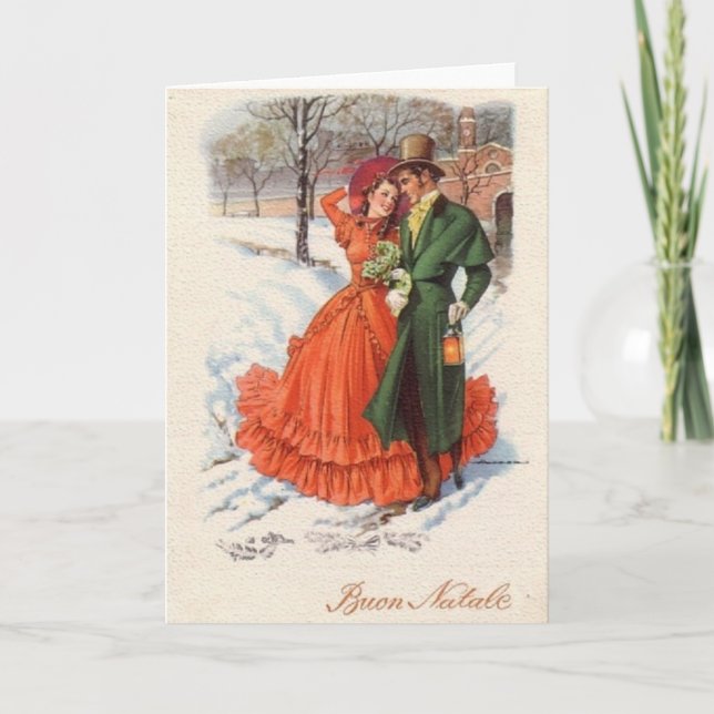 Cartão De Festividades Victorian Italian Christmas Greeting Card (Frente)