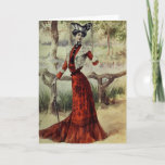 Cartão De Festividades Victorian Lady – Vintage French Fashion –Red Dress<br><div class="desc">Beautiful vintage fashion art. Perfect for any Victorian art fan.</div>