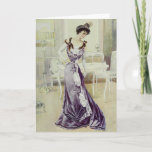 Cartão De Festividades Victorian Lady–Vintage French Fashion–Violet Dress<br><div class="desc">Beautiful vintage fashion art. Perfect for any Victorian art fan.</div>