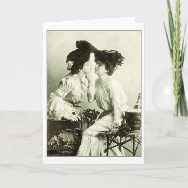 Cartão De Festividades Victorian Lesbian Valentine's Day Card (Frente)