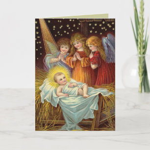 Cartão De Festividades Victorian Nativity Christmas Card