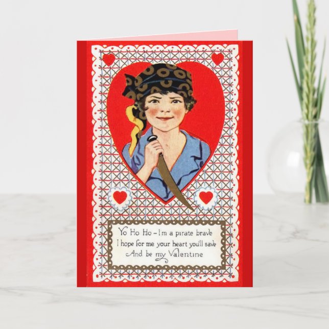 Cartão De Festividades Victorian Pirate Valentine Card (Frente)
