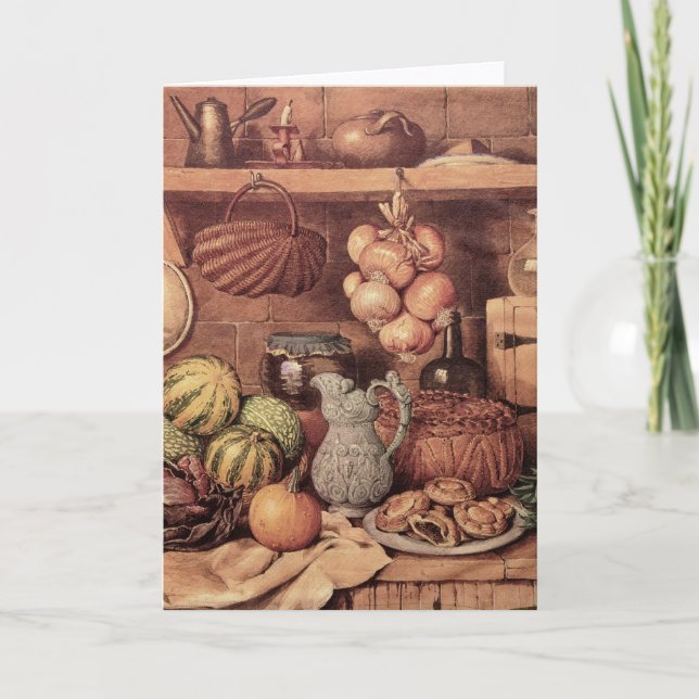 Cartão De Festividades Vida contínua com a Comida de Natal (Frente)