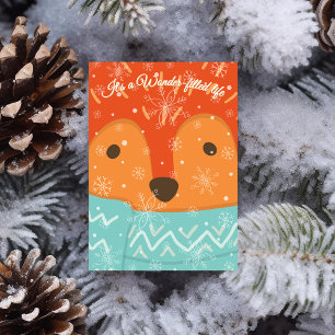 Cartão De Festividades Vida Maravilhosa de Raposa de Inverno Natal Divert