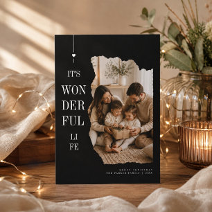 Cartão De Festividades Vida Maravilhosa Natal Família Borda Rasgada