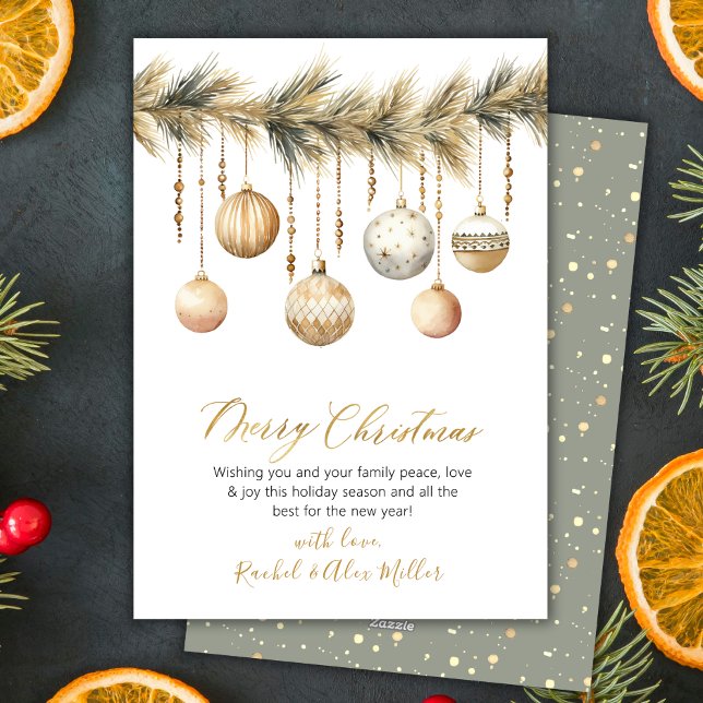 Cartão De Festividades Vidro Botânico Ornamento Não Foto Feliz Natal (Criador carregado)