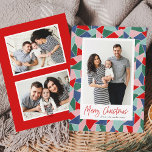 Cartão De Festividades Vidro Colorido Feliz Natal 3 Foto<br><div class="desc">Envie cartões de natal para amigos e familiares com esses Cartões de foto de Natal modernos. O design apresenta a sua foto da família vertical favorita, emoldurada em branco, com um fundo de vidro colorido de fosco em cores vermelho, azul, verde, aqua e rosa. O "Feliz Natal" aparece abaixo num...</div>