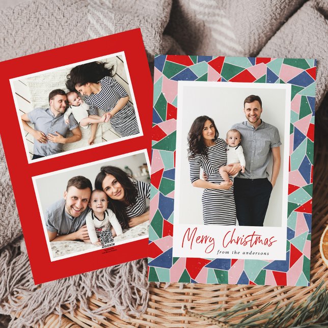 Cartão De Festividades Vidro Colorido Feliz Natal 3 Foto (Criador carregado)