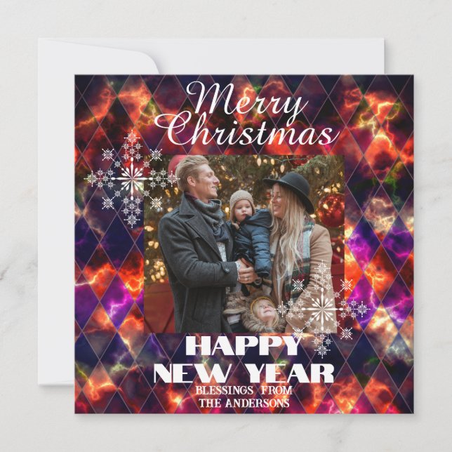 Cartão De Festividades Vidro Manchado Nebuloso Foto Multicolorido (Frente)