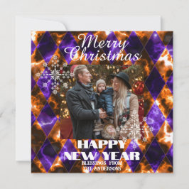 Cartão De Festividades Vidro Manchado Nebuloso  Foto Roxo Dourado