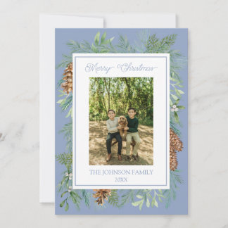 Cartão De Festividades Vidro Verde Cinza Botânico Azul