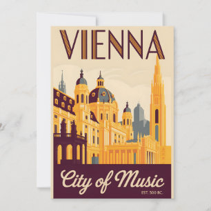 Cartão De Festividades Viena Áustria Retrô Silhueta da Cidade Viagem