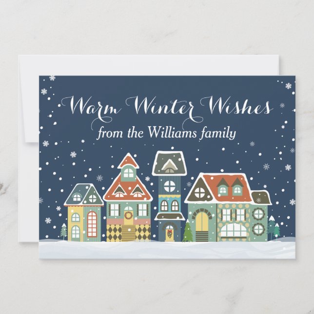 Cartão De Festividades Vila de inverno de Natal (Frente)