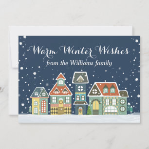 Cartão De Festividades Vila de inverno de Natal