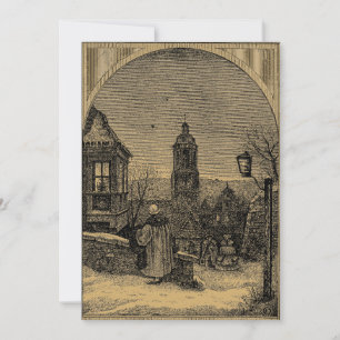 Cartão De Festividades Vila de Natal Era Vitoriana Antiga 1845