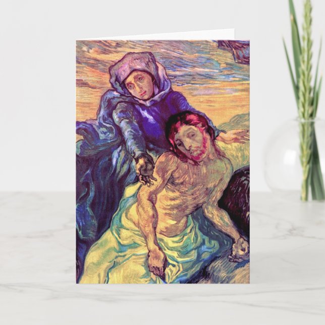 Cartão De Festividades Vincent Van Gogh - The Pieta - Jesus & Virgin Mary (Frente)