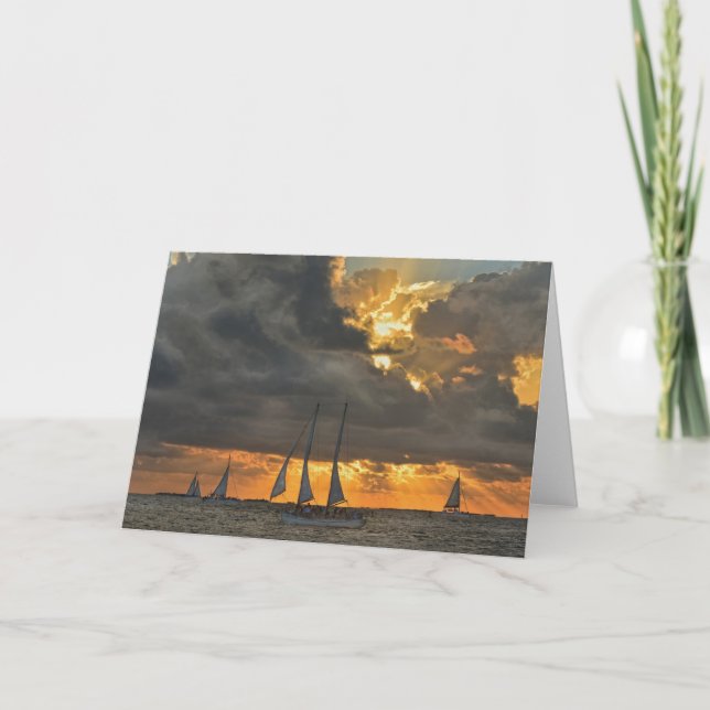 Cartão De Festividades Vindo tempestade no Sunset em Key West, Flórida (Frente)