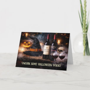 Cartão De Festividades Vinho de Halloween Humorístico com Garrafas de Vin