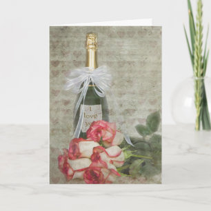 Cartão De Festividades Vinho e rosas para o amante