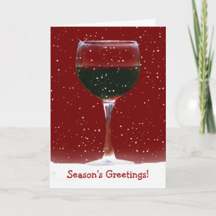 Cartão De Festividades Vinho Tinto na Neve Cumprimentos de Natal