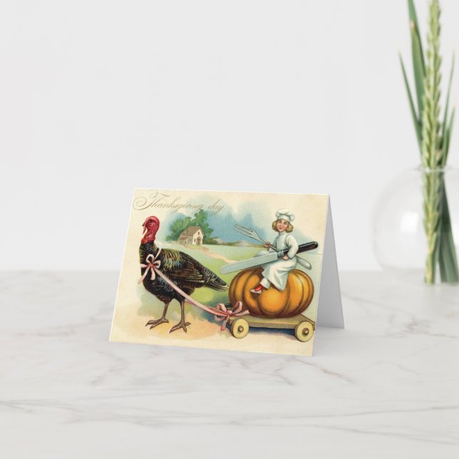 Cartão De Festividades Vintage Ação de Graças (Frente)