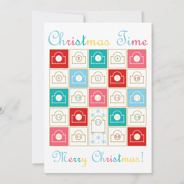 Cartão De Festividades Vintage Advent Calendar (Frente)
