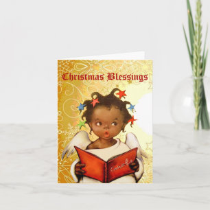 Cartão De Festividades Vintage African American Angel Christmas Card